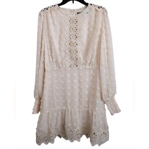 Lulu's Lust Or Love Elegant Cream Lace Embroidered Dress Size Large